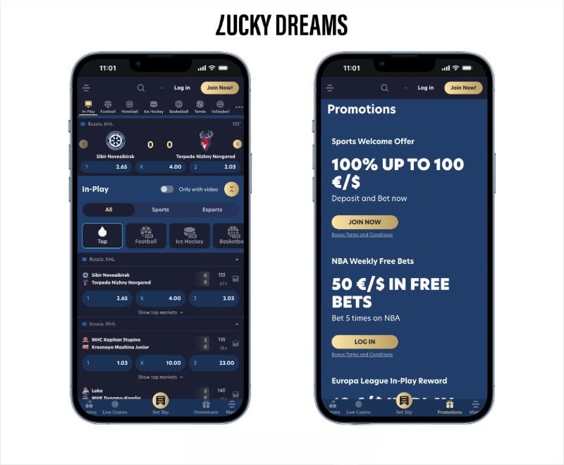 lucky dreams mobile screenshot on a white background